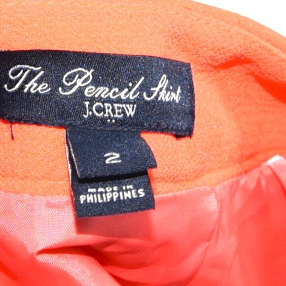 J.Crew Pencil Skirt 2 Neon Orange Officecore Mod Preppy Pop Color - Picture 6 of 6